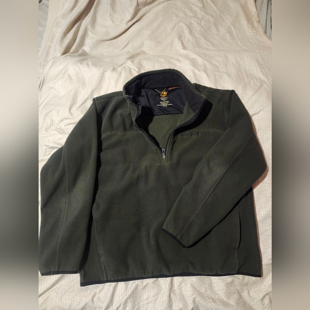 Mens Timberland Dark Green Half-Zip Fleece Pullover Sz L